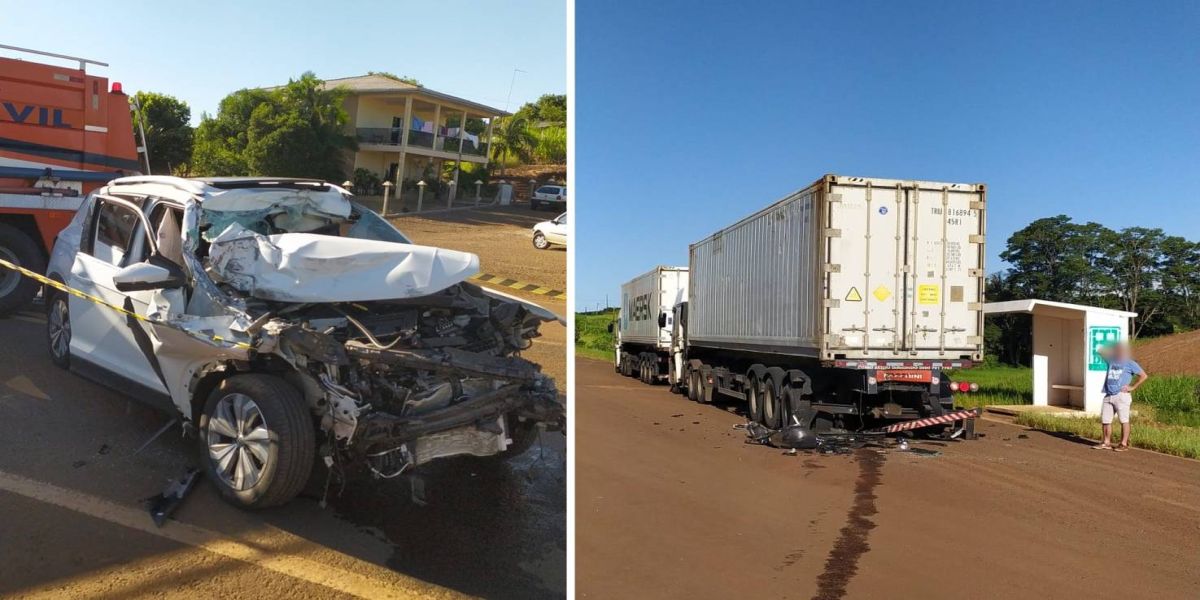Criança morre e mãe fica ferida em grave acidente na PR-281 em São Jorge D'Oeste