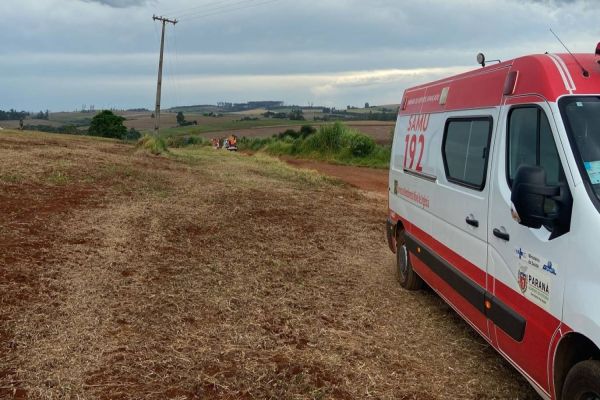 Homem fica preso em trator em chamas na área rural de Quedas do Iguaçu