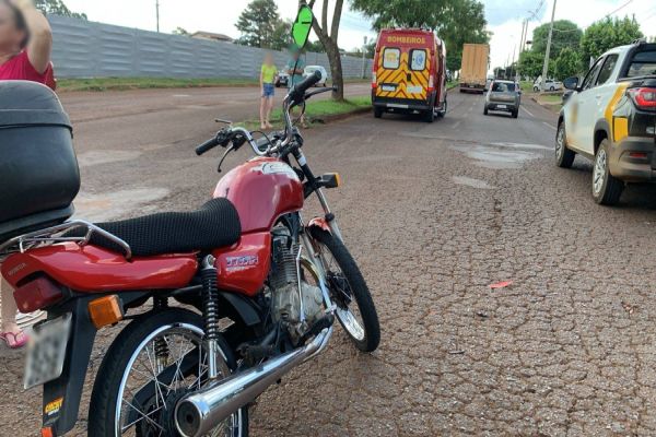 Motociclista fica ferido após colisão na Rua Olindo Periolo em Cascavel