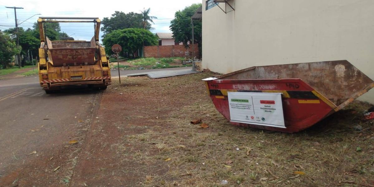 Saúde instala caçambas em bairros com riscos e convoca população a destinar lixo de pequeno volume