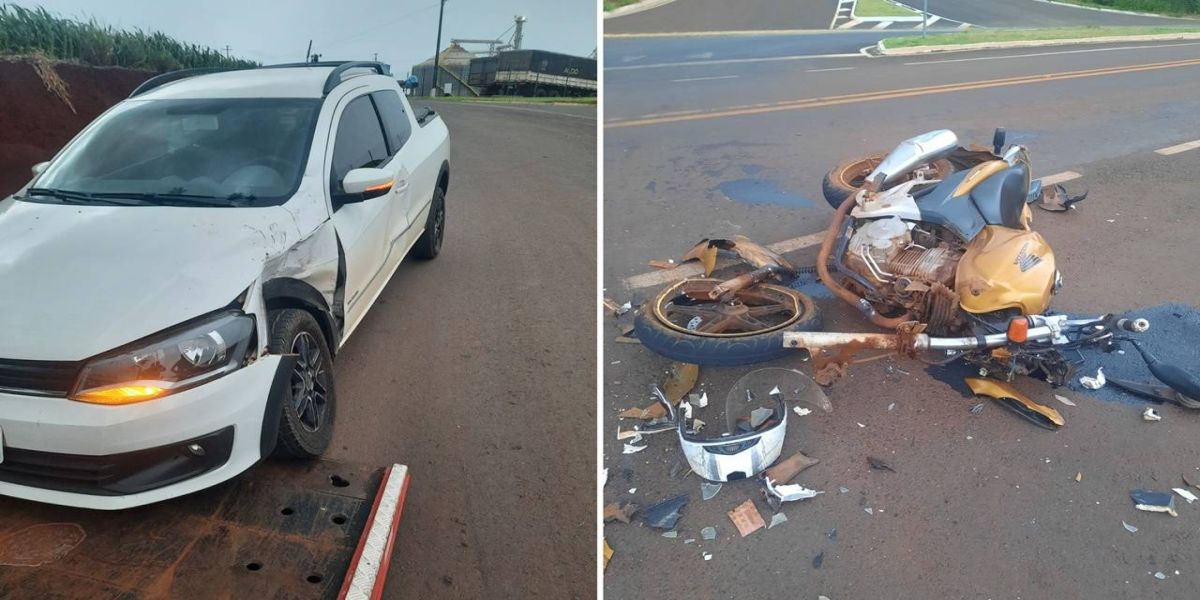 Condutor com CNH suspensa se envolve em acidente na PR 473 e motociclista fica ferido