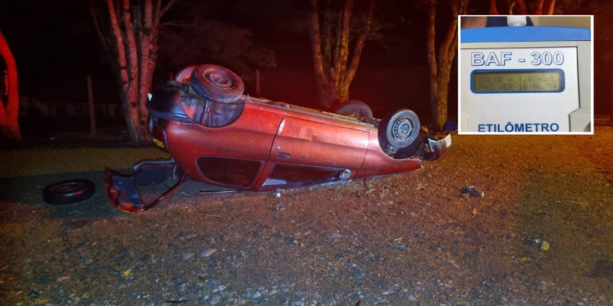 Embriaguez ao volante resulta em capotamento na PR-488 em Vera Cruz do Oeste