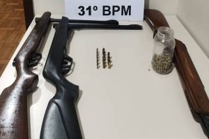 Imagem referente à notícia: Homem é detido pela PM por violência doméstica e posse ilegal de arma de fogo em Iracema do Oeste