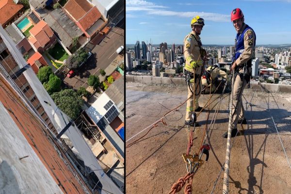 Imagem referente a notícia: Equipamentos de segurança evitam tragédia em obra; Vítimas são resgatadas pelo Corpo de Bombeiros