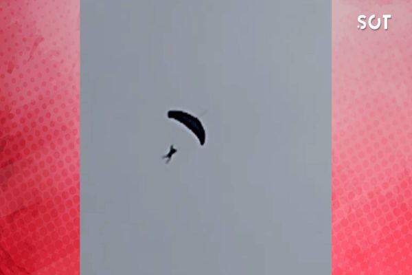 Paraquedista sofre queda e cai sobre telhado de residência em Francisco Beltrão