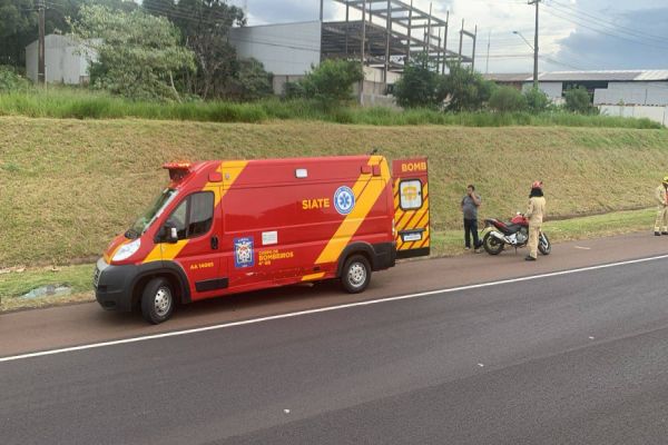 Imagem referente a notícia: Motociclista fica ferido após acidente na PRc-467 em Cascavel