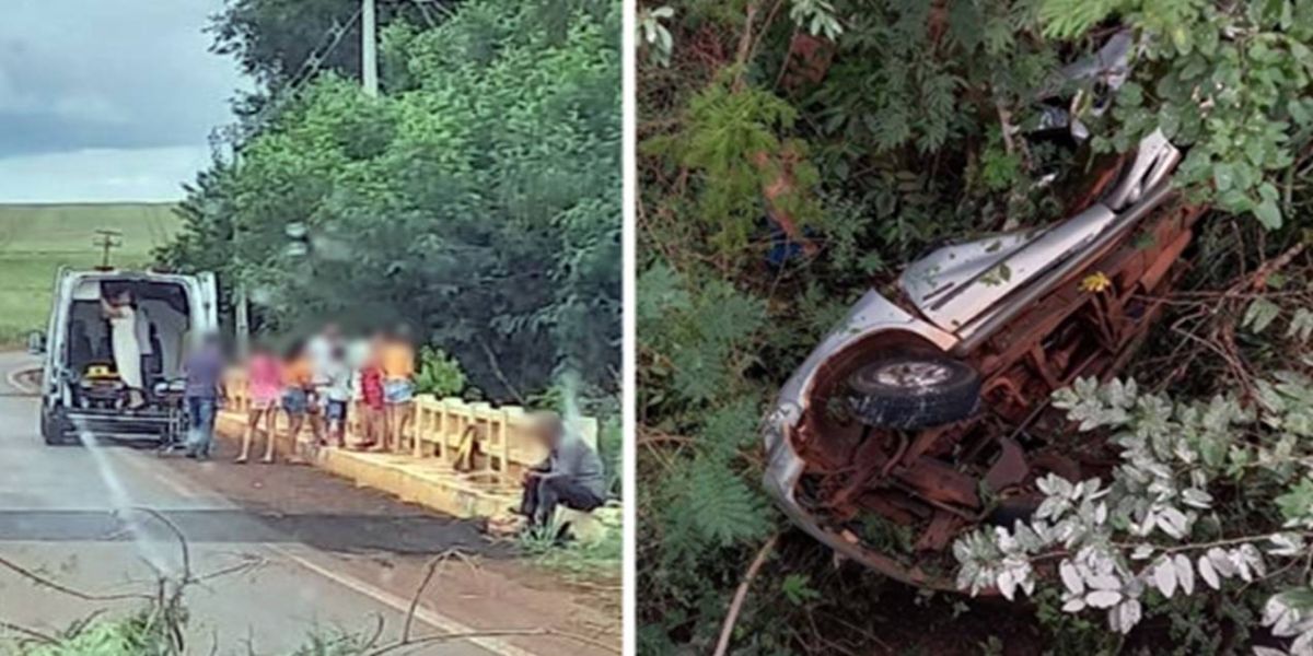 Veiculo cai de ponte sobre a PR-182 entre Palotina e Terra Roxa