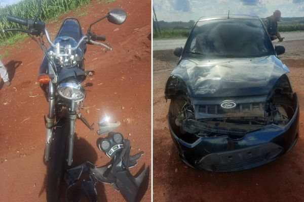 Motociclista fica ferido em colisão na PR-585 em Toledo