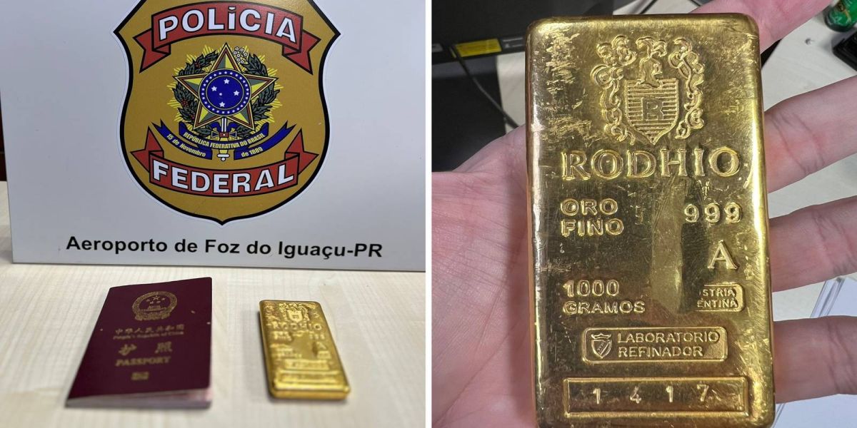 Passageiro chinês tenta embarcar em voo com barra de ouro em Foz do Iguaçu e é preso pela PF