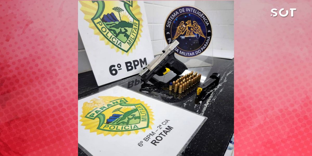 Homem de 33 anos é preso com pistola Taurus e munições no Bairro Interlagos em Cascavel