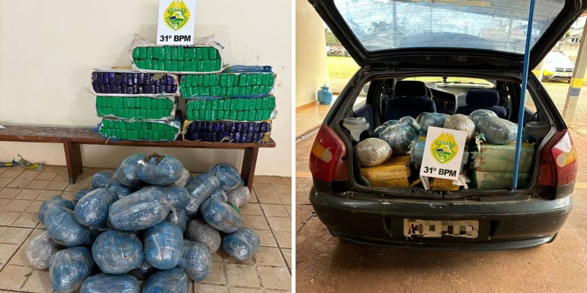 Patrulha Rural intercepta veículo com mais de 180kg de maconha em Corbélia