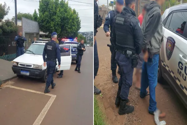 Foto relacionada a notícia: Dois homens são presos com carro furtado e objetos utilizados em crimes em Cascavel