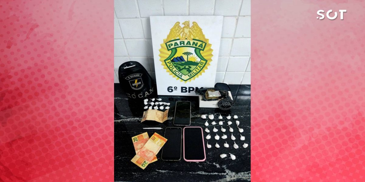 Ação da Rocam apreende drogas e detem hoem por tráfico de drogas no Bairro Santa Felicidade