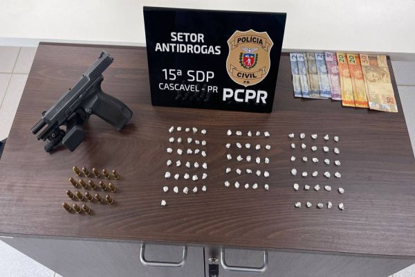 Imagem referente a notícia: Casal é detido com crack e arma durante Operação do GDE na região sul de Cascavel