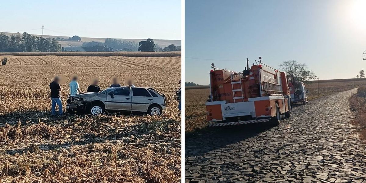 Jovem de 20 anos capota carro na Estrada João Pereira e é levado para a Santa Casa de Ubiratã