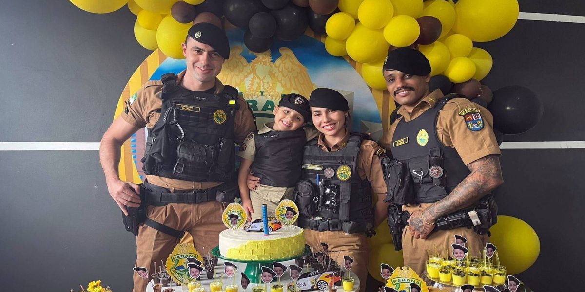 Pequena fã da PM realiza sonho de aniversário com festa temática e presença de policiais em Assis