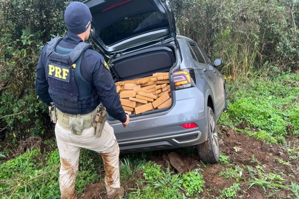 Imagem referente a notícia: PRF apreende mais de 270kg de maconha e recupera veículo roubado em Guarapuava