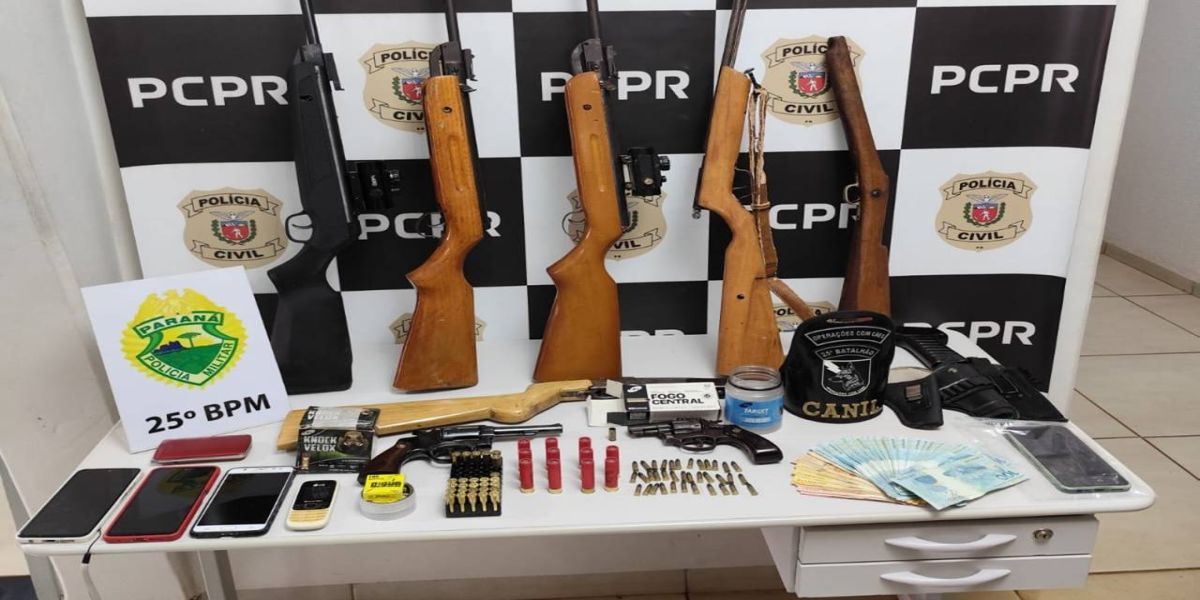 PC e PM prendem três pessoas e apreendem nove armas de fogo no oeste do Paraná