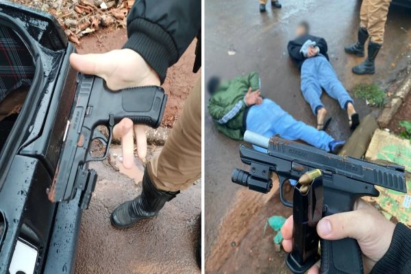 Arma e munições ilegais são apreendidas durante operação da PM, no Bairro Morumbi em Cascavel