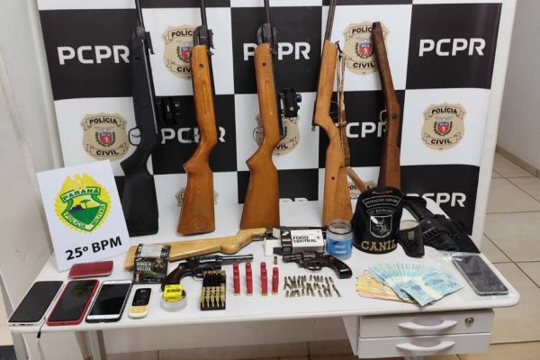 PC e PM prendem três pessoas e apreendem nove armas de fogo no oeste do Paraná