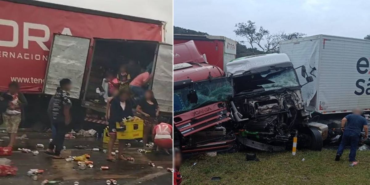 Quatro pessoas ficam feridas em acidente na BR-277 em Nova Laranjeiras; As cargas foram saqueadas
