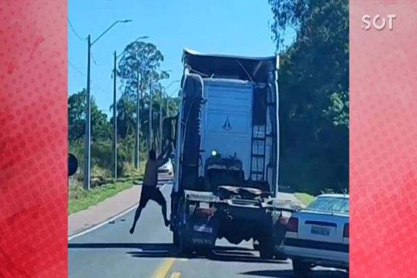 Fúria no asfalto: Motorista se pendura em caminhão após ultrapassagem perigosa na PR-423