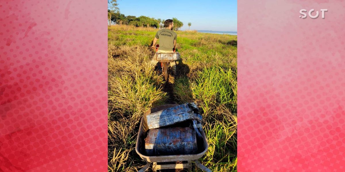 Carriola e bicicleta são apreendidas com mais de 100 kg de maconha na Fronteira Brasil-Paraguai