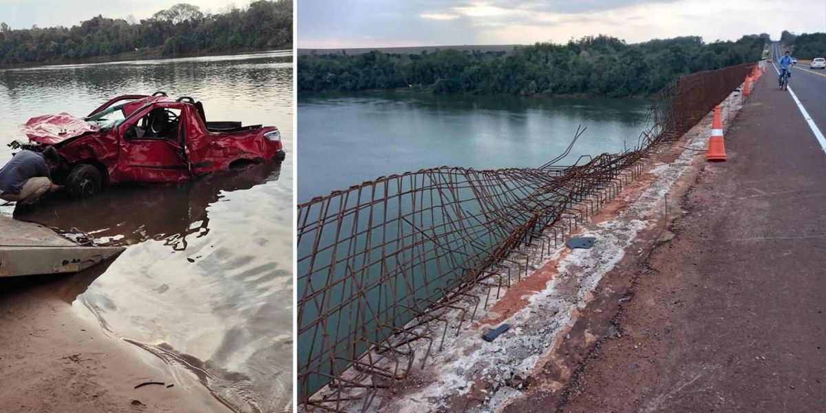 Carro cai de ponte e motorista morre afogado na PR-486 entre Assis e Brasilândia do Sul