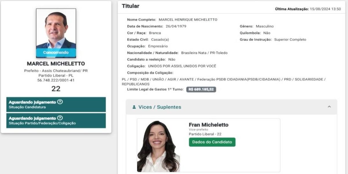 Prefeito e vice, marido e mulher: Marcel Micheletto e Franciane Micheletto concorrem juntos em Assis