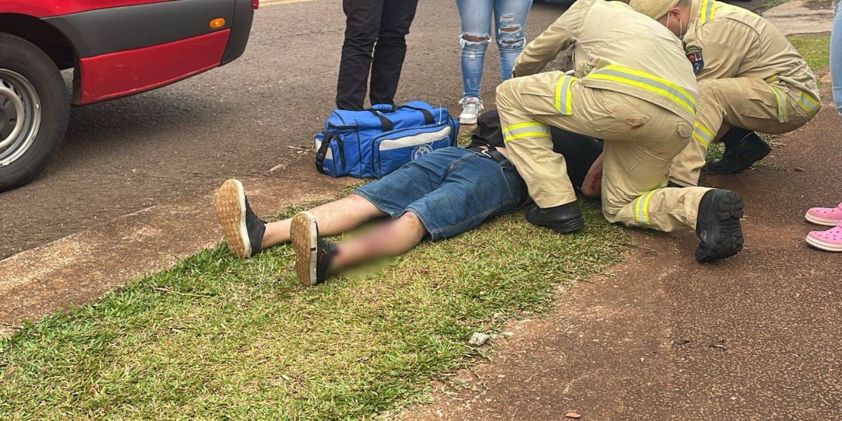 Motociclista de 60 anos fica ferido em colisão no Bairro Morumbi em Cascavel