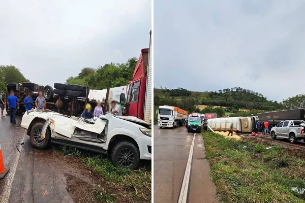 Foto relacionada a notícia: Condutora morre após caminhão esmagar veiculo em acidente na BR-163, próximo a Santa Lúcia