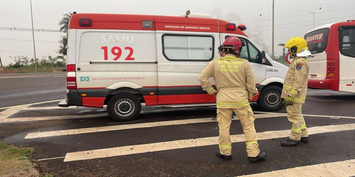 Motociclista fica ferido após colisão com ônibus na BR-277 em Cascavel