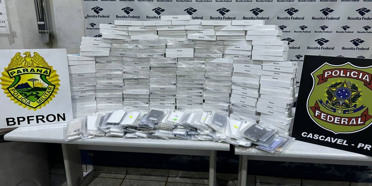 Ação conjunta da PF e BPFron resulta na apreensão de diversos produtos eletrônicos em Cascavel