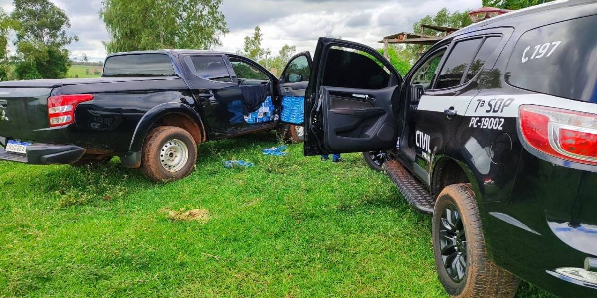 PC apreende 1,8 mil pacotes de cigarros contrabandeados e recupera camionete roubada no Noroeste