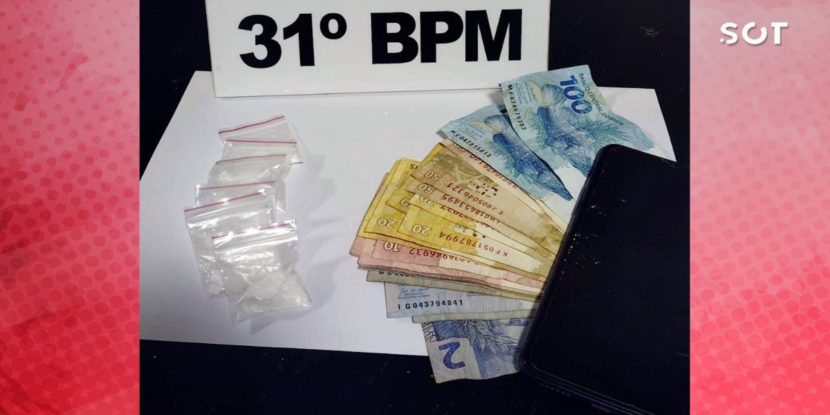 Polícia Militar de Corbélia prende homem por tráfico de drogas e apreende entorpecentes e dinheiro