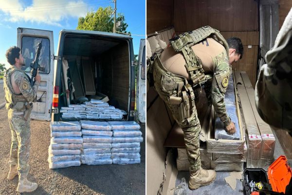 Banda de baile é flagrada transportando 267 kg de maconha dentro de furgão na BR-163, em Lindoeste