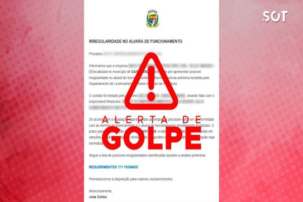 Alerta de Golpe! Prefeitura de Cascavel alerta para e-mails falsos sobre irregularidades em alvarás