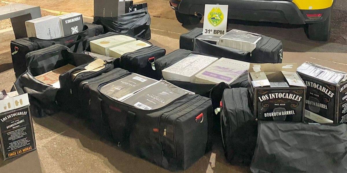 PM de Formosa do Oeste apreende 45 caixas de vinho de origem argentina em ônibus