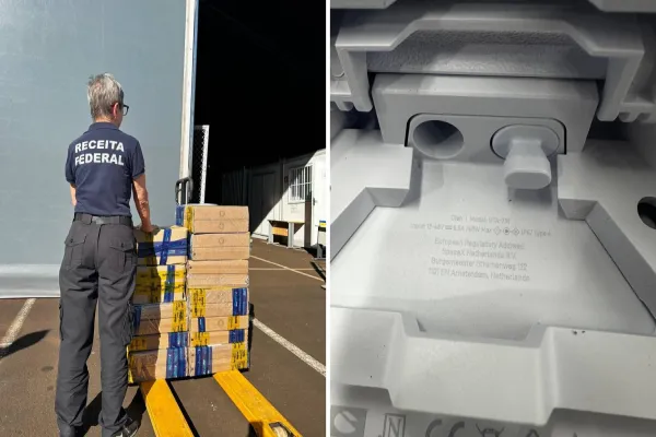 Foto relacionada a notícia: Receita Federal apreende R$ 355 mil em equipamentos Starlink e mineradoras de Bitcoin em Foz