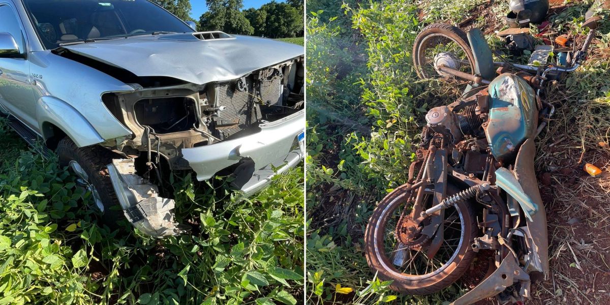 Motociclista gravemente ferido em acidente na PR-874, em Santa Terezinha de Itaipu