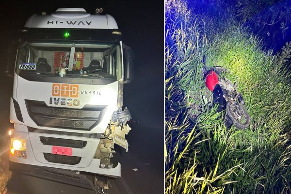 Motociclista morre em colisão frontal com caminhão na BR-153