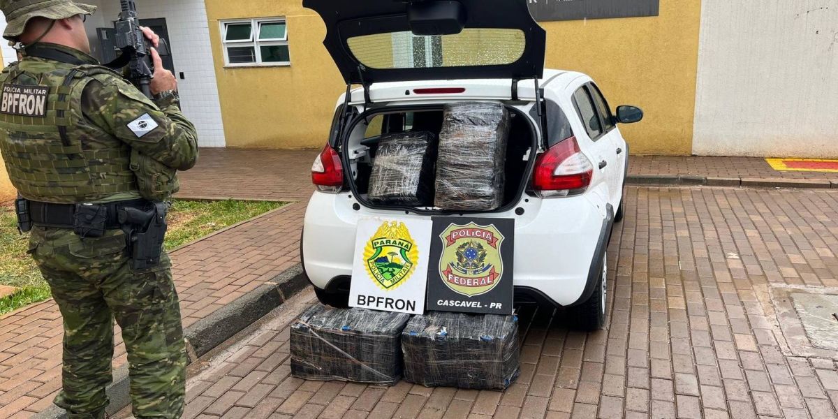 BPFRON apreende 88 kg de maconha em Santa Tereza do Oeste e prende suspeito
