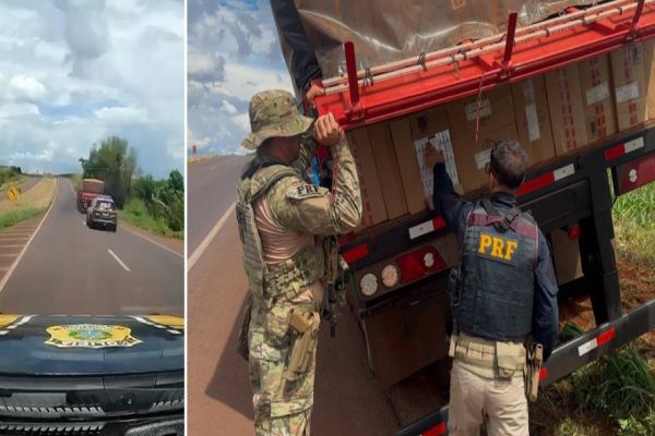 PRF apreende carga milionária de cigarros contrabandeados após perseguição na BR-163 em Cascavel