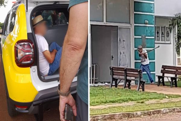 Homem invade e quebra fachada de UBS em Corbélia, com enxada; O idoso foi preso pela PM