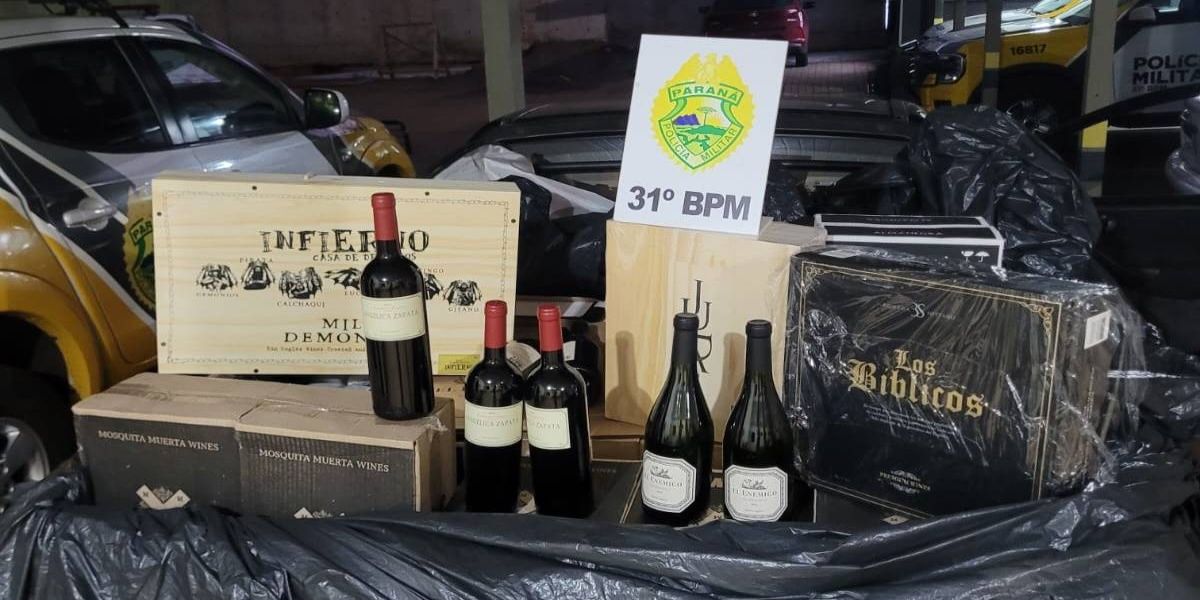Polícia Militar apreende cerca de 80 caixas de vinho de origem argentina em Corbélia