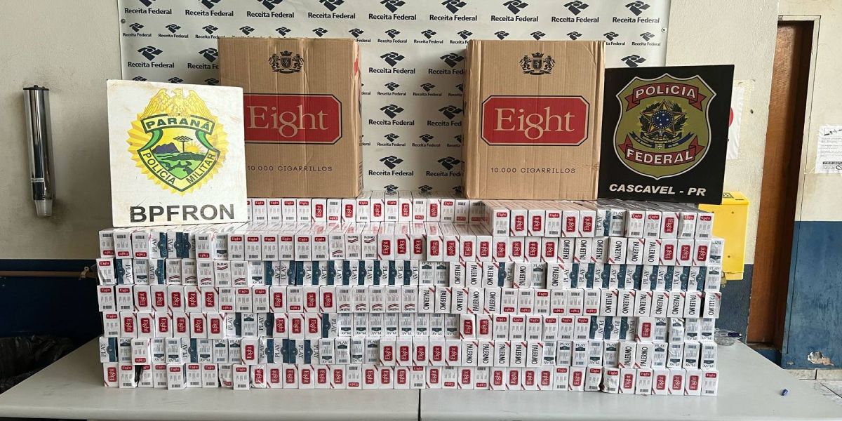 BPFRON e PF interceptam carga ilegal em um ônibus de linha internacional em Santa Tereza do Oeste