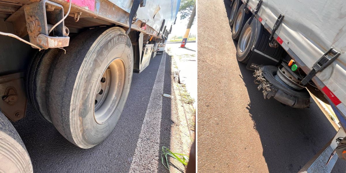 Em Santa Terezinha de Itaipu, PRF retém caminhão sem condições de trafegar e com carga solta
