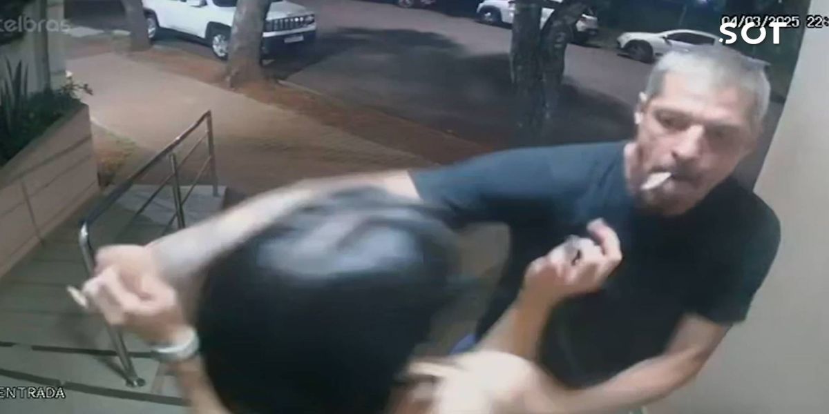 Homem tenta agarrar mulher na entrada de prédio no Centro de Cascavel; O agressor foi preso pela PM