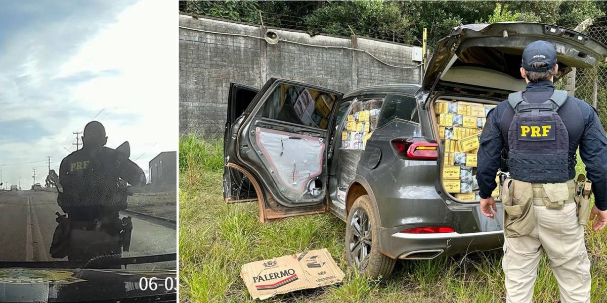 Perseguição em alta velocidade, termina com apreensão de carga de cigarros e veículo roubado