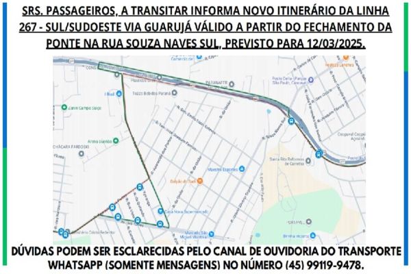 Atenção: Mudança nos itinerários das linhas de ônibus do 14 de Novembro e Sul/Sudoeste via Guarujá